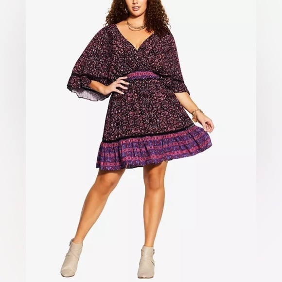 Starling Reine Purple Floral Dress Size 16‎ - Picture 1 of 9